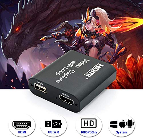 MOSOY - Tarjeta de captura de vídeo HDMI con bucle, 4K HD 1080P 60FPS USB 2.0 tarjeta de captura para transmisión en vivo