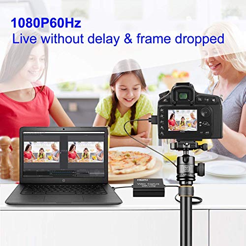 MOSOY - Tarjeta de captura de vídeo HDMI con bucle, 4K HD 1080P 60FPS USB 2.0 tarjeta de captura para transmisión en vivo