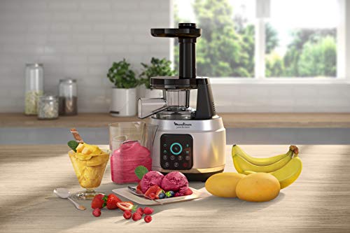 Moulinex Juice and Clean ZU420E10 Licuadora de prensado en frío, 150 W, 0.8 L, Plástico/acero inoxidable , Gris/Negro