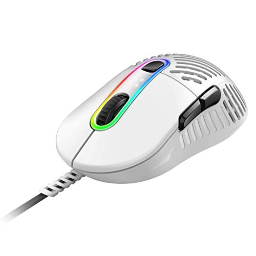 Mountain Makalu 67 RGB Gaming Mouse con exclusivo diseño de aletas patentado en diseño ligero, sensor PixArt PAW3370 y pies 100% PTFE (blanco)