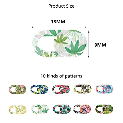 Mousyee Cubierta Webcam, Tapa Webcam, Cubierta Protectora para Cámara al Navegar por Internet Cubierta de Privacidad de Cámara Web con Patrón de Flores para Computadora Portátil Teléfono, 10 Piezas
