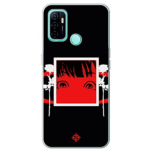 Movilshop Funda para [ OPPO A53 / A53s ] Dibujos Frikis [ Mirada Anime, Manga Rojo Intenso ] de Silicona Flexible Transparente Carcasa Case Cover Gel para Smartphone.
