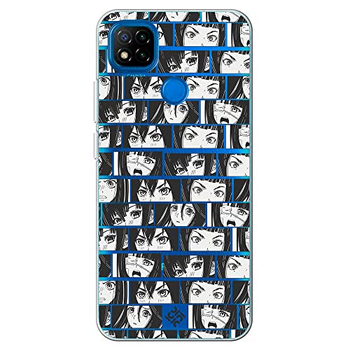 Movilshop Funda para [ Xiaomi Redmi 9C ] Dibujos Frikis [ Ojos Estilo Manga - Concepto de Historieta ] de Silicona Flexible Transparente Carcasa Case Cover Gel para Smartphone.