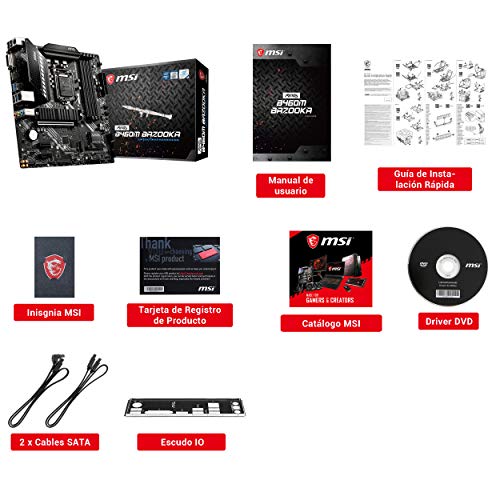 MSI - MAG B460M Bazooka - Placa Base Arsenal Gaming (10th Gen Intel Core, LGA 1200 Socket, DDR4, Doble Ranura M.2, 4x SATA, DVI-D/HDMI)