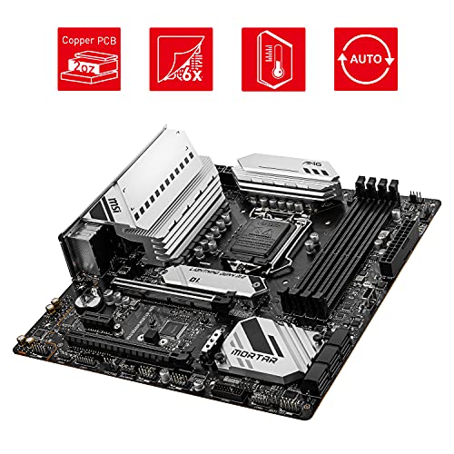 MSI MAG B560M MORTAR WIFI Placa Base Gaming, M-ATX - Soporta Procesadores Intel Core 11ª Generación, LGA 1200 - DDR4 Boost (5066MHz/OC), 2 x PCIe 4.0/3.0 x16, 2 x M.2 Gen4/3, 2.5G LAN, Wi-Fi 6E