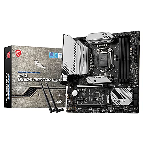 MSI MAG B560M MORTAR WIFI Placa Base Gaming, M-ATX - Soporta Procesadores Intel Core 11ª Generación, LGA 1200 - DDR4 Boost (5066MHz/OC), 2 x PCIe 4.0/3.0 x16, 2 x M.2 Gen4/3, 2.5G LAN, Wi-Fi 6E
