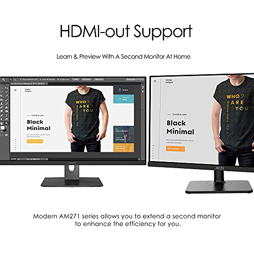 MSI Modern AM271P 11M-025EU - Ordenador All In One de 27" FullHD (1920x1080 pixeles, Intel Core i7-1165G7, Anti-Glare, Windows 10 Home) Color negro