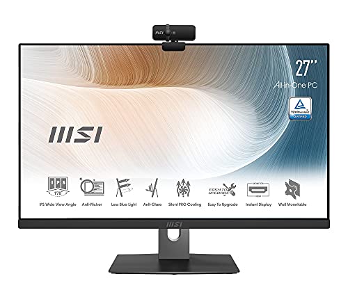 MSI Modern AM271P 11M-025EU - Ordenador All In One de 27" FullHD (1920x1080 pixeles, Intel Core i7-1165G7, Anti-Glare, Windows 10 Home) Color negro