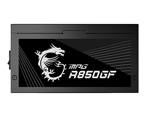 MSI MPG A850GF - Fuente de alimentación gaming (compatible con NVIDIA GeForce RTX Serie 30, Certificado 80 Plus Gold 850 W, alimentación continua con ventilador de 140 mm FDB, ATX)