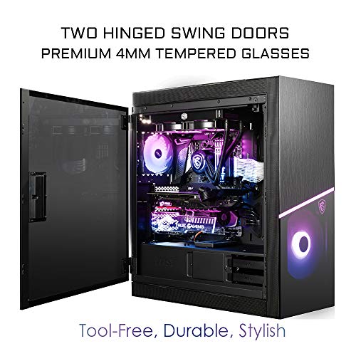 MSI MPG SEKIRA 500X Mid-Tower ARGB Caja de PC Gaming (Negro, 3 x 200 mm ARGB + 1 x 200 mm + 1 x 120 mm Ventiladores, Mystic Light ARGB, USB 3.2 Gen2 Type-C, Panel Cristal, EATX, ATX, mATX, Mini-ITX)