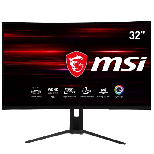 MSI Optix MAG322CQR - Monitor de 31.5" WQHD 165 Hz (2560 x 1440 Pixeles, ratio 16:9, 1 ms de repuesta, AMD FreeSync) negro, compatible con consolas