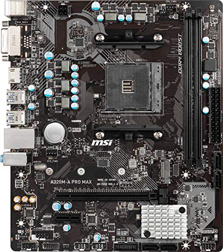 MSI ProSeries AMD A320 1ª, 2ª y 3ª generación Ryzen compatible con AM4 DDR4 HDMI DVI M.2 USB 3 Micro-ATX placa base (A320M-A PRO MAX)