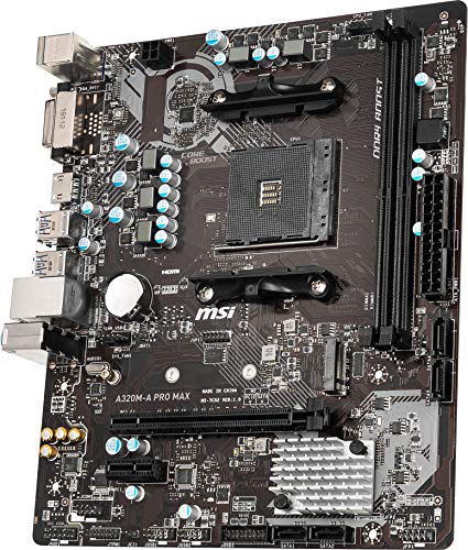 MSI ProSeries AMD A320 1ª, 2ª y 3ª generación Ryzen compatible con AM4 DDR4 HDMI DVI M.2 USB 3 Micro-ATX placa base (A320M-A PRO MAX)