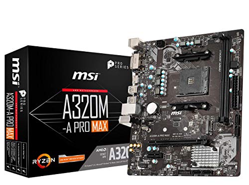 MSI ProSeries AMD A320 1ª, 2ª y 3ª generación Ryzen compatible con AM4 DDR4 HDMI DVI M.2 USB 3 Micro-ATX placa base (A320M-A PRO MAX)