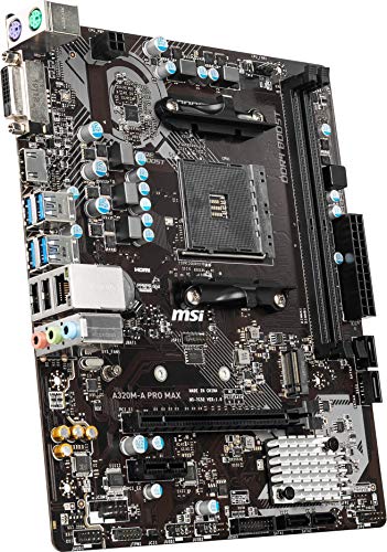 MSI ProSeries AMD A320 1ª, 2ª y 3ª generación Ryzen compatible con AM4 DDR4 HDMI DVI M.2 USB 3 Micro-ATX placa base (A320M-A PRO MAX)