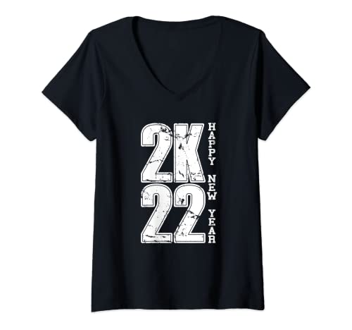 Mujer 2022, 2K22, Feliz Año Nuevo, Hombres Mujeres & Niños Nochevieja Camiseta Cuello V