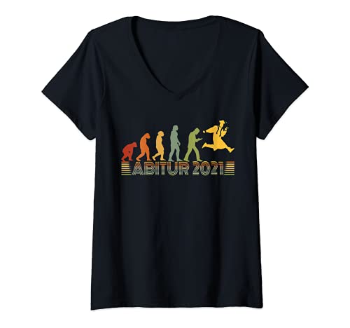 Mujer Abi 2021 - Camiseta con diseño de evolución de la selección, diseño retro de la Abitur 2021 Camiseta Cuello V