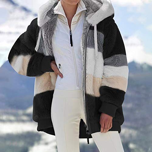 Mujer Abrigo de Forro Polar Invierno Suéter de Algodón Manga Larga Ropa de Abrigo con Capucha Casual Suéter de Las Señoras Del Chaqueta Sherpa Esponjosa Suéter Sudadera Informal Con Bolsillos