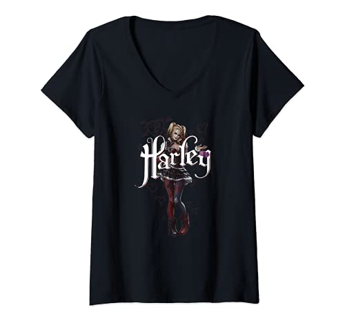 Mujer Batman: Arkham Knight Harley Quinn Lover Girl Camiseta Cuello V