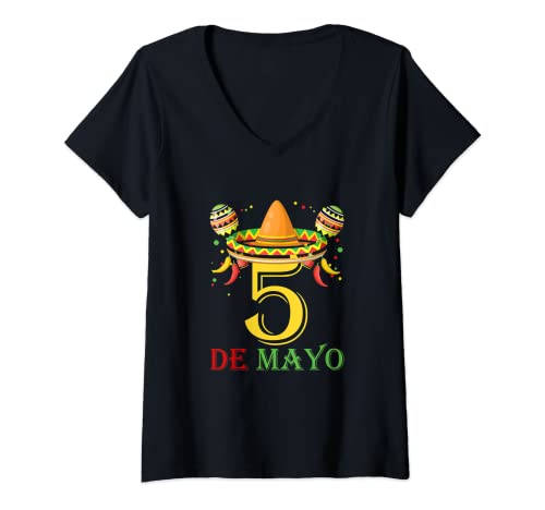 Mujer Cinco De Mayo Fiesta Camisa 5 De Mayo Viva México Camiseta Cuello V