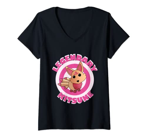 Mujer El legendario equipo Kitsune Adopt Me Gaming. Camiseta Cuello V