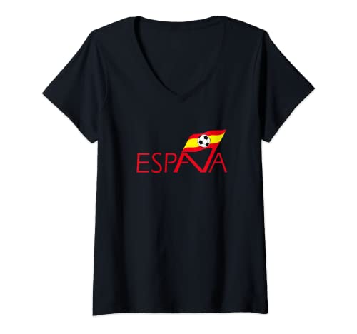 Mujer España Futbol Camiseta Cuello V