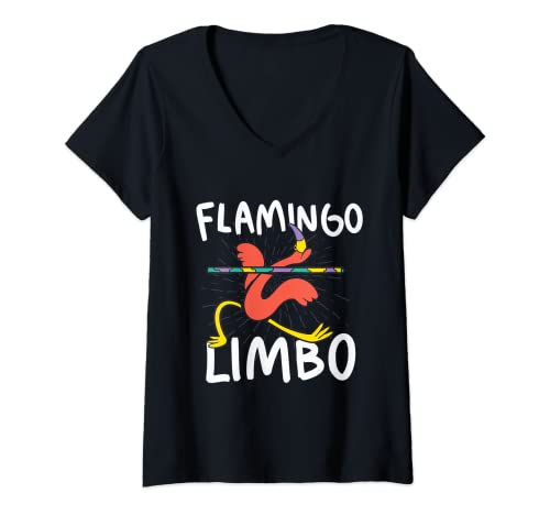 Mujer Flamingo Limbo Divertido gráfico casual Camiseta Cuello V