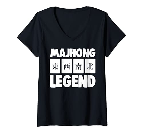 Mujer Funny Mahjong Smart Chinese Shirt Mahjong Legend Gift Camiseta Cuello V