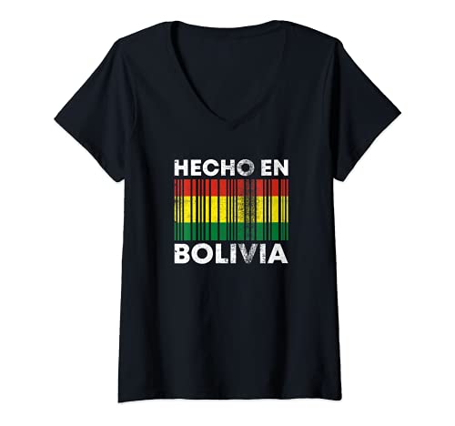 Mujer Hecho En Bolivia Código De Barras Orgullo Boliviano Camiseta Cuello V