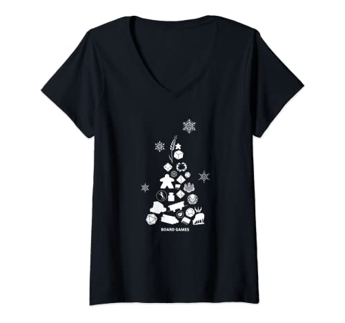 Mujer Juego de mesa Componente Árbol de Navidad - Juego de mesa Ropa Camiseta Cuello V