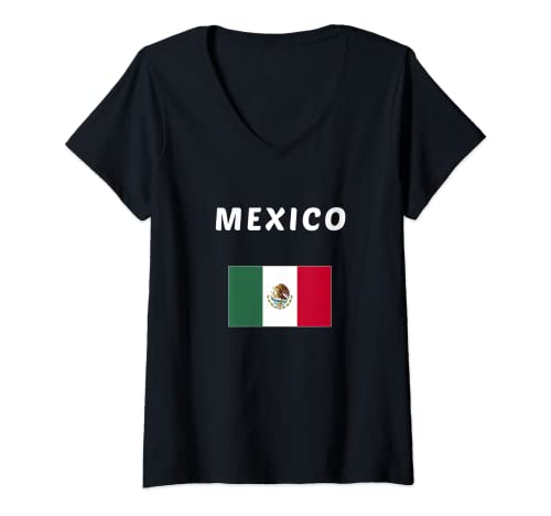Mujer México Camiseta Mexicana Bandera Regalo Me'h'ico Camiseta Cuello V