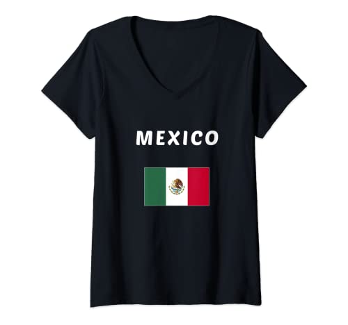 Mujer México Camiseta Mexicana Bandera Regalo Me'h'ico Camiseta Cuello V