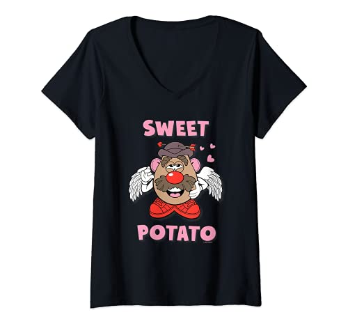 Mujer Mr. Potato Head Valentine's Day Cupid Sweet Potato Camiseta Cuello V