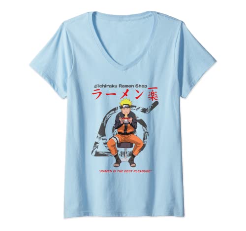 Mujer Naruto Shippuden Ichiraku Ramen Shop Naruto en blanco Camiseta Cuello V