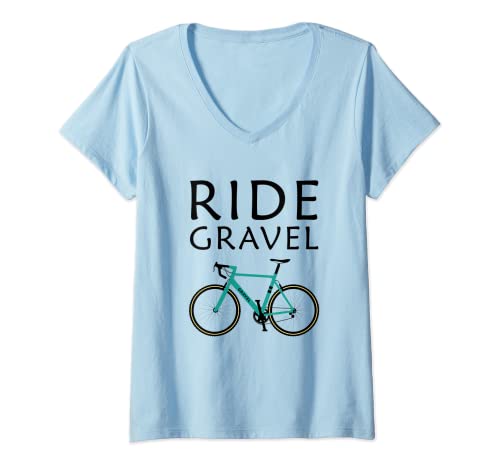 Mujer Ride Gravel Bike Bicicleta de Ciclocross and Bikepacking Camiseta Cuello V