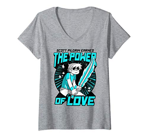 Mujer Scott Pilgrim Vs. The World Power of Love Scott Portrait Camiseta Cuello V