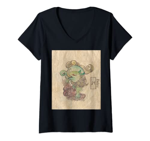 Mujer 【Serie japonesa Yo-Kai】 Camiseta Cuello V