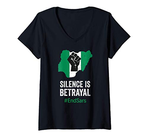 Mujer Silence is Betrayal #EndSars Police Reform Vintage Protest Camiseta Cuello V
