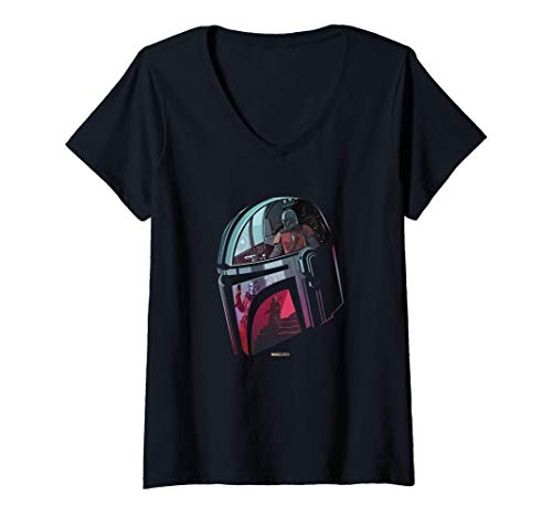 Mujer Star Wars The Mandalorian Helmet Reflection Camiseta Cuello V