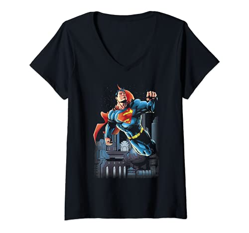 Mujer Superman Night Fight Camiseta Cuello V