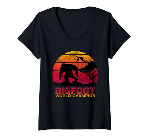 Mujer Vintage Bigfoot Hide And Seek Game, Bigfoot Graphic Design Camiseta Cuello V
