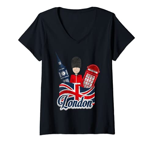 Mujer Vintage London T Shirt, London Graphic Tees - London Apparel Camiseta Cuello V