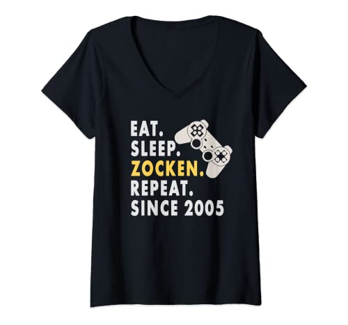 Mujer Zockern Eat Sleep Zocks Since 2005 - Juego de mesa para gamer y gamerina Camiseta Cuello V
