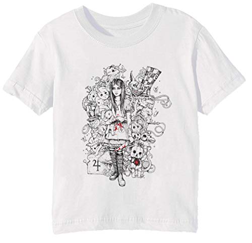 Mundo Maravilloso Destrozada Niños Unisexo Niño Niña Camiseta Cuello Redondo Blanco Manga Corta Tamaño 2XS Kids Boys Girls T-Shirt XX-Small Size 2XS