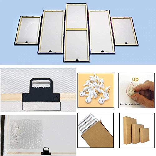 Mural 5 Piezas Pintura En Lienzo,5 Piezas Cuadros En Lienzos Tres Caballos Corriendo Agua Lienzo Gris Arte Modular Moderna 5 Piezas,Mural Pared Salon 5D,Decor Pared,Listo Para Colgar,Creative Gift Xxl