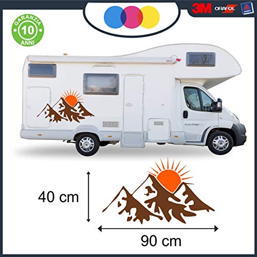 mural stickers Decacolmania - Adhesivos para caravana - Fantasía paisaje de montaña - Adhesivos para caravana - Kit completo de vinilo adhesivo roulote