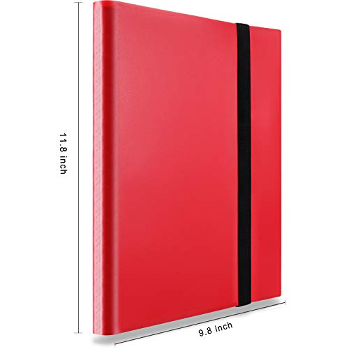MUROAD Álbumes para Cartas Coleccionables, Tarjeta de Comercio Álbum 9 Bolsillos-20 Páginas para un Máximo de 360 Cartas, Carpeta de Titular de Tarjetas para Pokémon (Rojo)