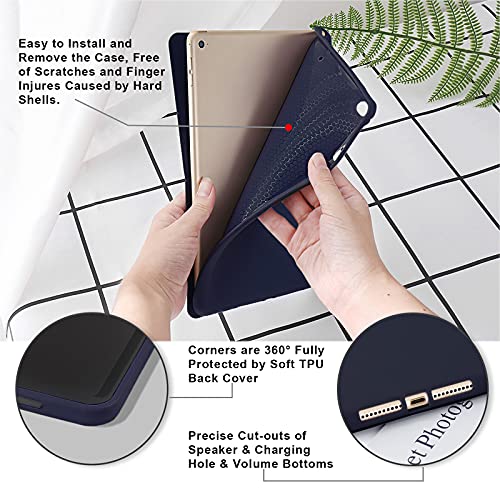 MuyDoux Funda para iPad Mini 5 / 4 / 3 / 2 iPad Mini 7,9 Pulgadas, 5 en 1 Múltiples Ángulos de Visión, Carcasa Frontal de Silicona Lisa con Contraportada de TPU Suave, Auto Sueño/Estela (Azul Oscuro)