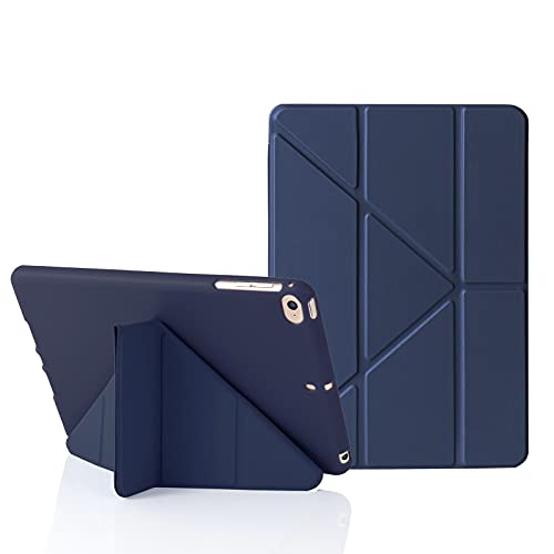 MuyDoux Funda para iPad Mini 5 / 4 / 3 / 2 iPad Mini 7,9 Pulgadas, 5 en 1 Múltiples Ángulos de Visión, Carcasa Frontal de Silicona Lisa con Contraportada de TPU Suave, Auto Sueño/Estela (Azul Oscuro)