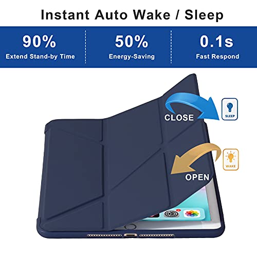 MuyDoux Funda para iPad Mini 5 / 4 / 3 / 2 iPad Mini 7,9 Pulgadas, 5 en 1 Múltiples Ángulos de Visión, Carcasa Frontal de Silicona Lisa con Contraportada de TPU Suave, Auto Sueño/Estela (Azul Oscuro)